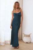 It's Giving Style Satin Maxi Dress Green