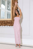 Glimmer Dance Sequin Midi Dress Pink