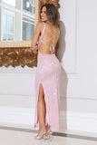 Glimmer Dance Sequin Midi Dress Pink