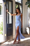 HELLO MOLLY Unknown Beauty Satin Midi Dress Blue