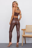 Got That Fire Faux Leather Pants Brown