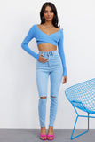 Pirouette And Bow Crop Blue
