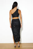 Only Yours Sequin Midi Skirt Black