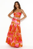 RUNAWAY Ayla Maxi Skirt Orange Floral