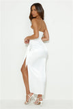 Stop To Compliment Satin Strapless Maxi Dress White