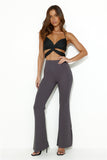 Fit To Flare Ribbed Pants Charcoal