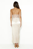 Stop To Compliment Satin Strapless Maxi Dress Beige