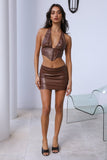 My Wild Side Faux Leather Crop Brown