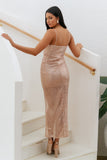 Love Takeover Maxi Dress Gold Sequin