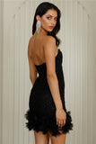 High Class Status Sequin Strapless Mini Dress Black