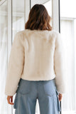 Deluxe Macaron Faux Fur Cropped Jacket Cream