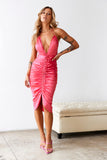HELLO MOLLY Mermaid Fit Midi Dress Hot Pink