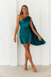 Show Up For You Satin Mini Dress Green