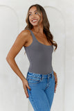 HELLO MOLLY Everyday Staple Singlet Top Charcoal