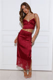 Deluxe Love Satin Maxi Skirt Red