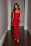 Own The Club Sequin Maxi Dress Red