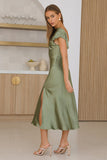 Get In Formation Satin Midi Dress Olive