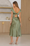 Get In Formation Satin Midi Dress Olive