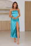 With You Satin Maxi Dress Turquoise