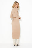 Work Together Knitted Midi Skirt Tan